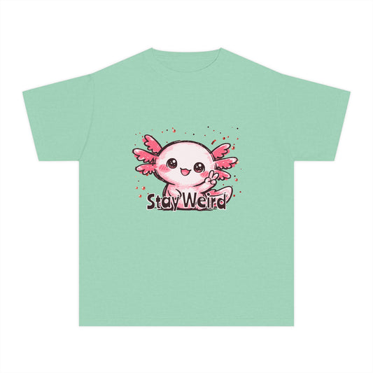 Cute Pink Axolotl “Stay Weird” Graphic Youth TShirt