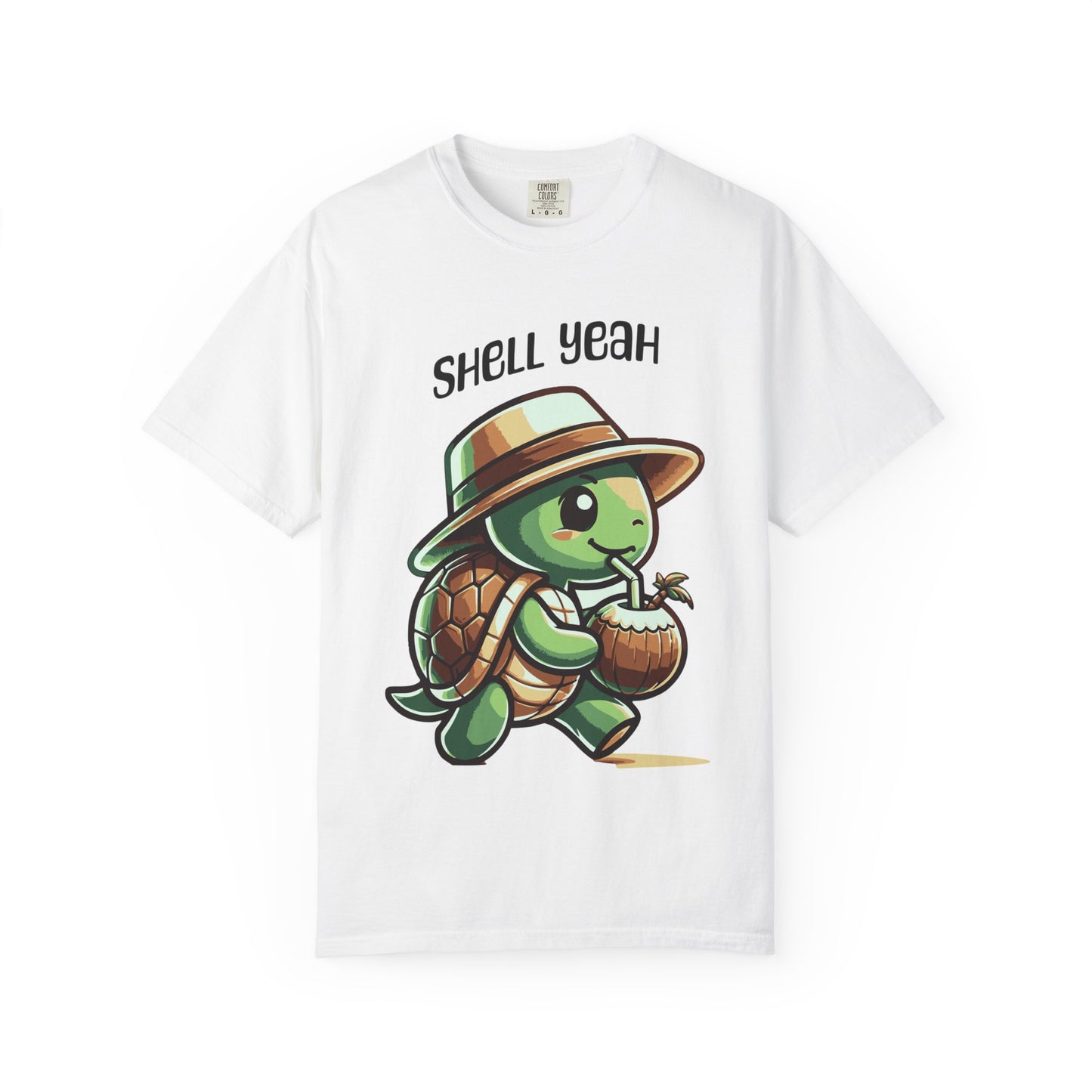 Shell Yeah Turtle T-Shirt — Cute Turtle with Coconut Drink Graphic