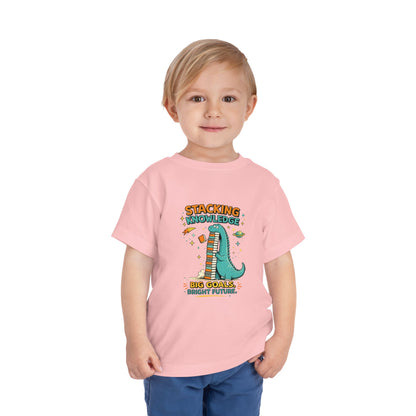 Dino School Toddler Tee — Stacking Knowledge Big Goals Bright Future
