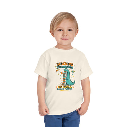 Dino School Toddler Tee — Stacking Knowledge Big Goals Bright Future