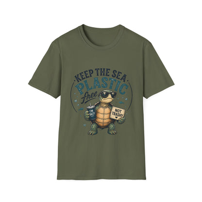Keep the Sea Plastic Free | I'm Salty, Not Trashy Funny Sea Turtle T-Shirt Unisex Softstyle T-Shirt