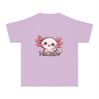 Cute Pink Axolotl “Stay Weird” Graphic Youth TShirt