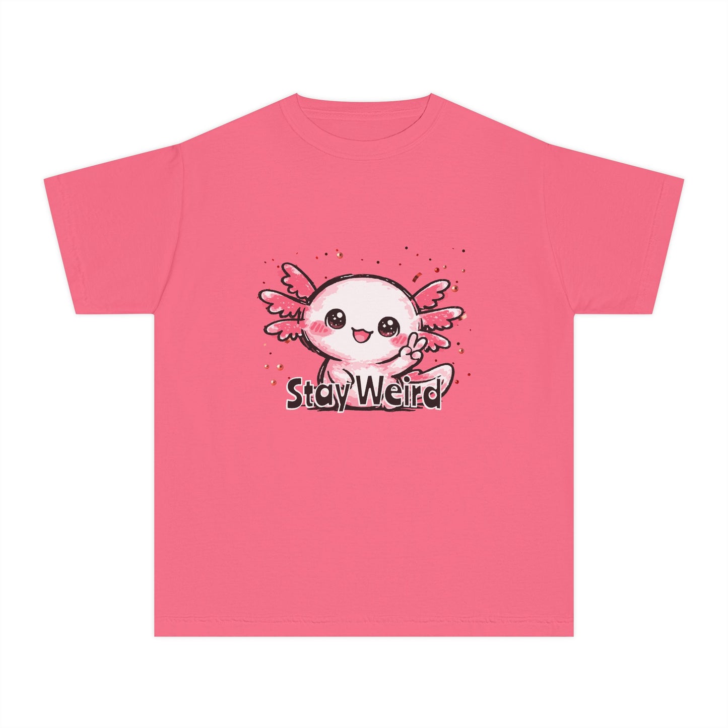 Cute Pink Axolotl “Stay Weird” Graphic Youth TShirt