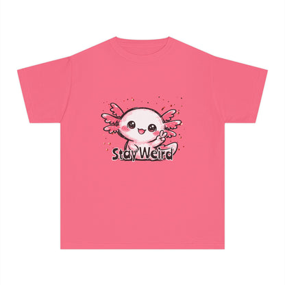 Cute Pink Axolotl “Stay Weird” Graphic Youth TShirt
