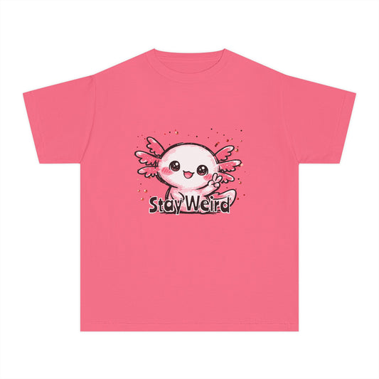 Cute Pink Axolotl “Stay Weird” Graphic Youth TShirt