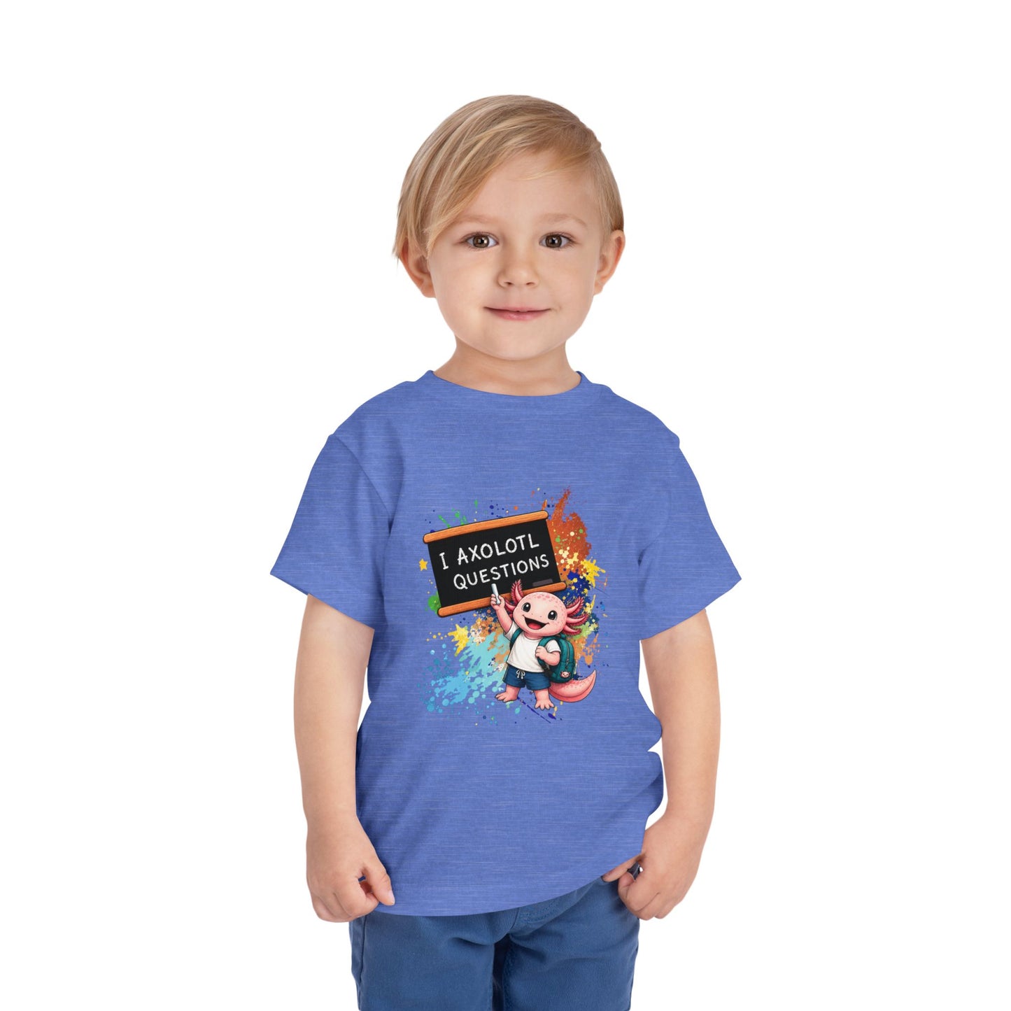 Axolotl back to school Toddler Tee — 'Axolotl Questions' Cute Axolotl Kids Shirt