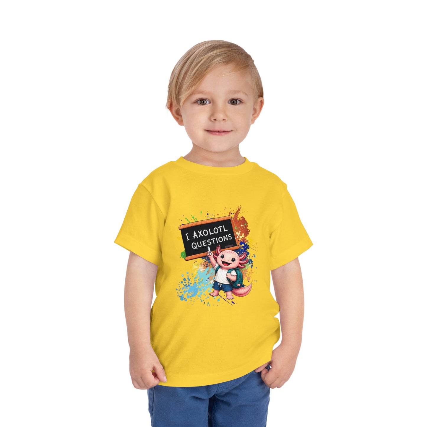 Axolotl back to school Toddler Tee — 'Axolotl Questions' Cute Axolotl Kids Shirt