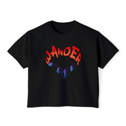 Wander Free Heart Boxy Tee — Women's Heart Graphic Travel T‑Shirt