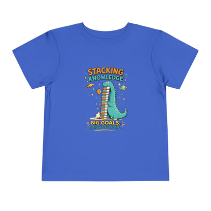 Dino School Toddler Tee — Stacking Knowledge Big Goals Bright Future