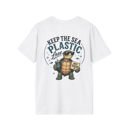 Keep the Sea Plastic Free | I'm Salty, Not Trashy Funny Sea Turtle T-Shirt Unisex Softstyle T-Shirt