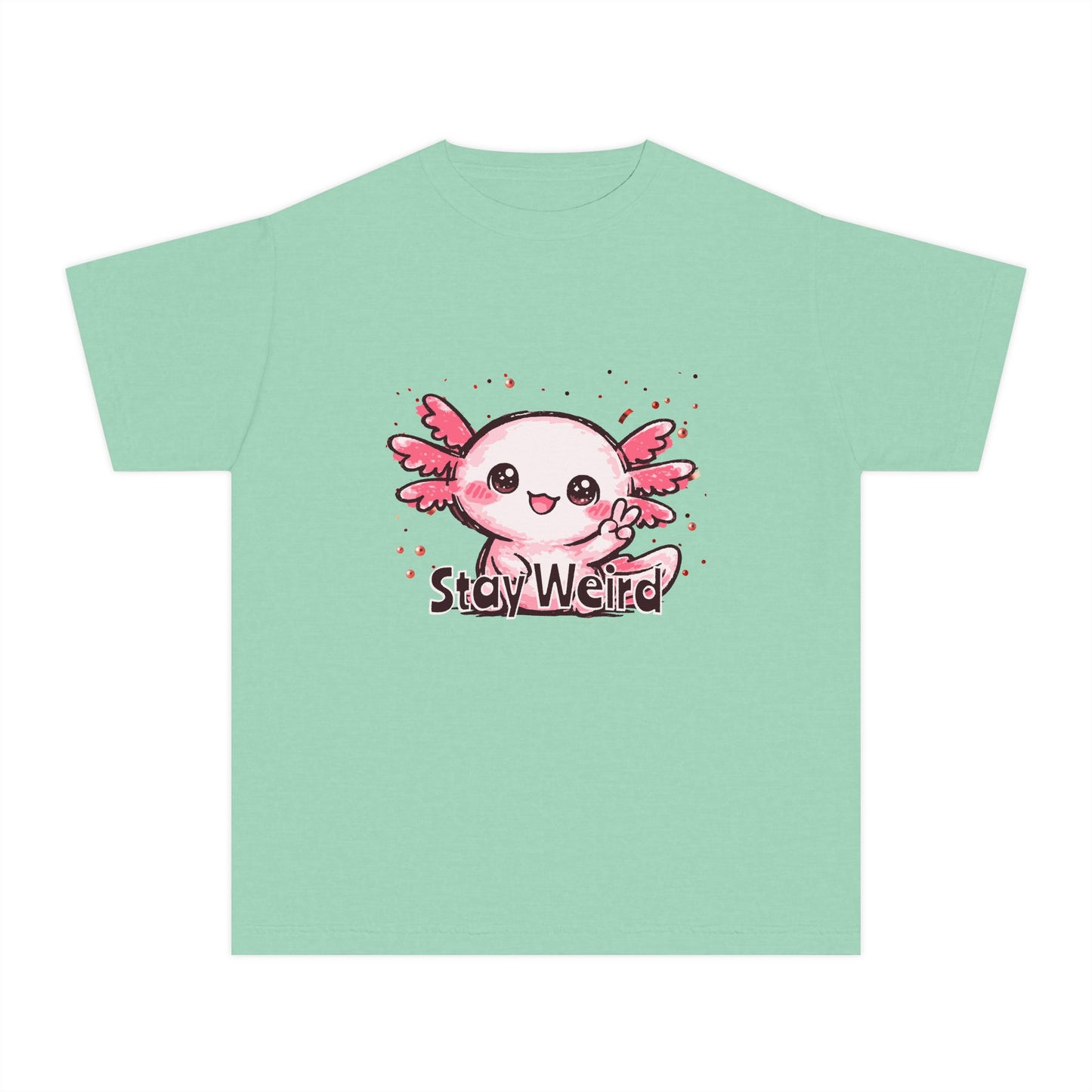 Cute Pink Axolotl “Stay Weird” Graphic Youth TShirt