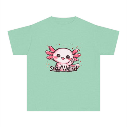 Cute Pink Axolotl “Stay Weird” Graphic Youth TShirt