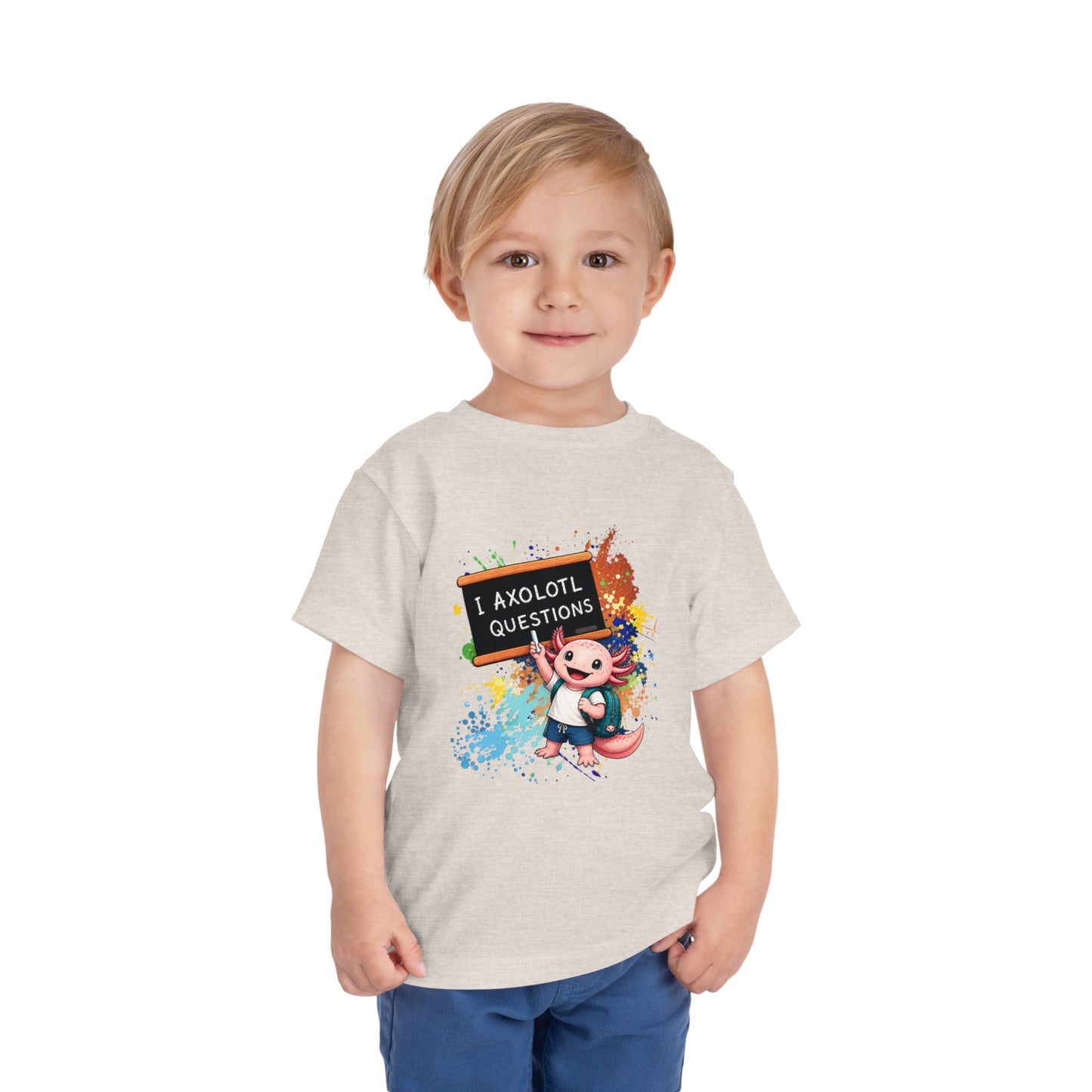 Axolotl back to school Toddler Tee — 'Axolotl Questions' Cute Axolotl Kids Shirt