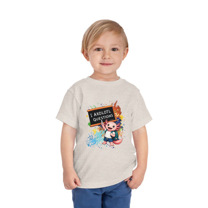 Axolotl back to school Toddler Tee — 'Axolotl Questions' Cute Axolotl Kids Shirt
