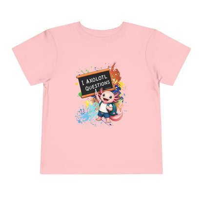 Axolotl back to school Toddler Tee — 'Axolotl Questions' Cute Axolotl Kids Shirt