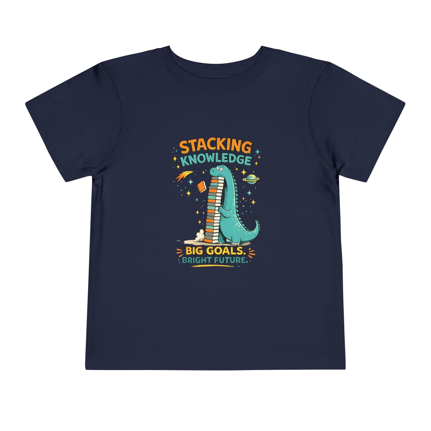 Dino School Toddler Tee — Stacking Knowledge Big Goals Bright Future