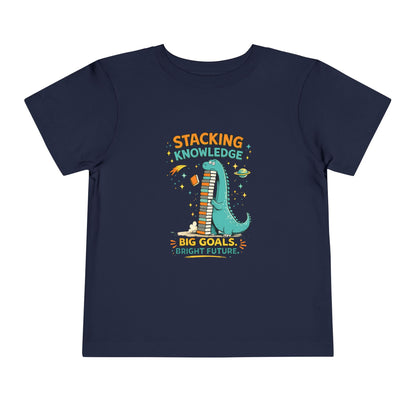 Dino School Toddler Tee — Stacking Knowledge Big Goals Bright Future