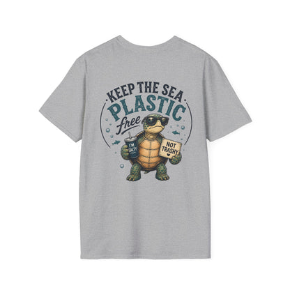 Keep the Sea Plastic Free | I'm Salty, Not Trashy Funny Sea Turtle T-Shirt Unisex Softstyle T-Shirt