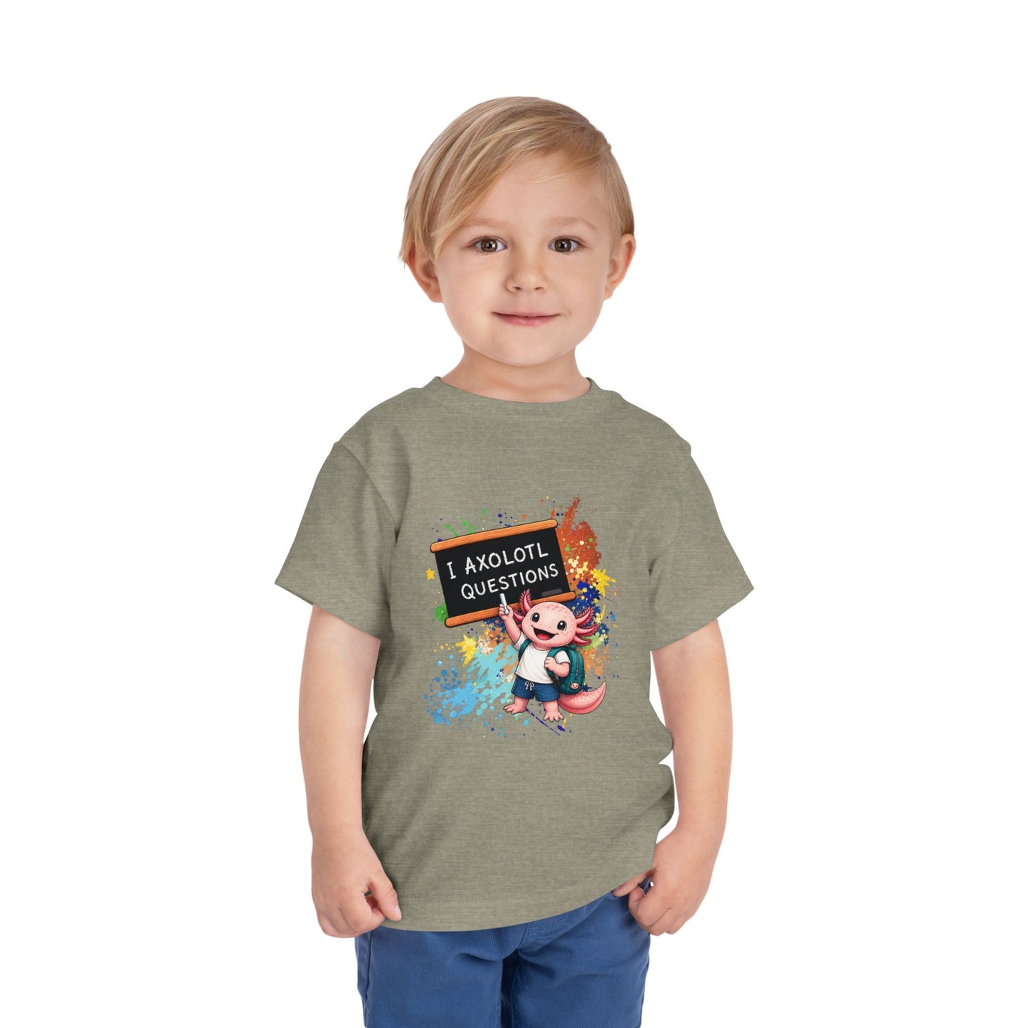 Axolotl back to school Toddler Tee — 'Axolotl Questions' Cute Axolotl Kids Shirt