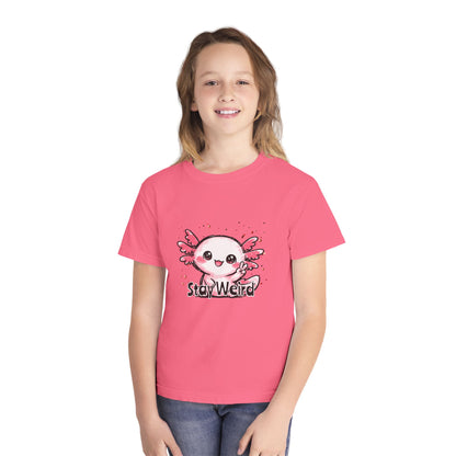 Cute Pink Axolotl “Stay Weird” Graphic Youth TShirt