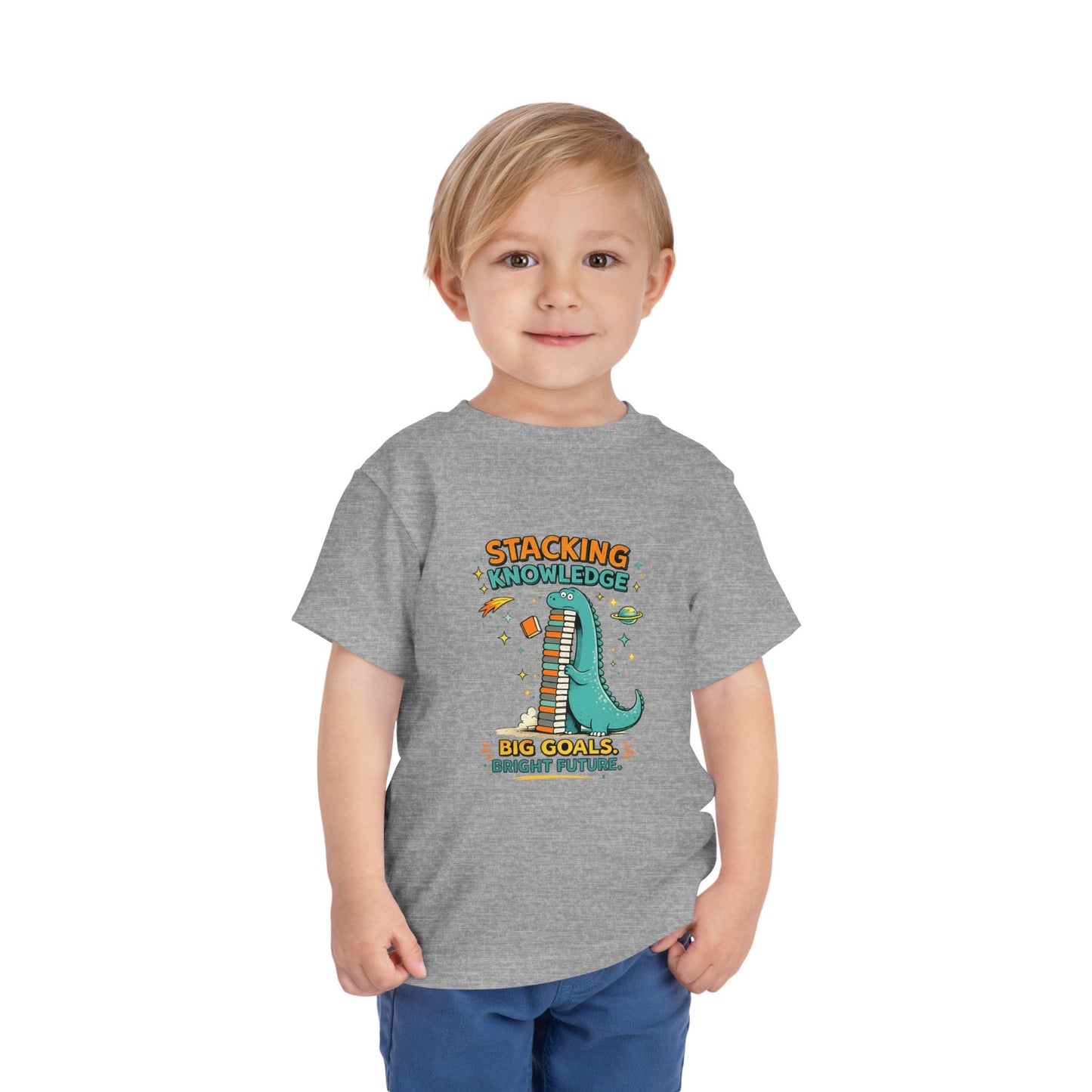 Dino School Toddler Tee — Stacking Knowledge Big Goals Bright Future