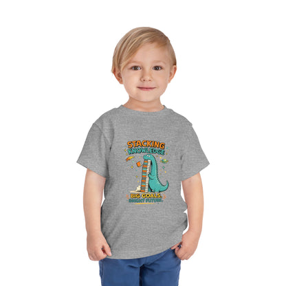 Dino School Toddler Tee — Stacking Knowledge Big Goals Bright Future