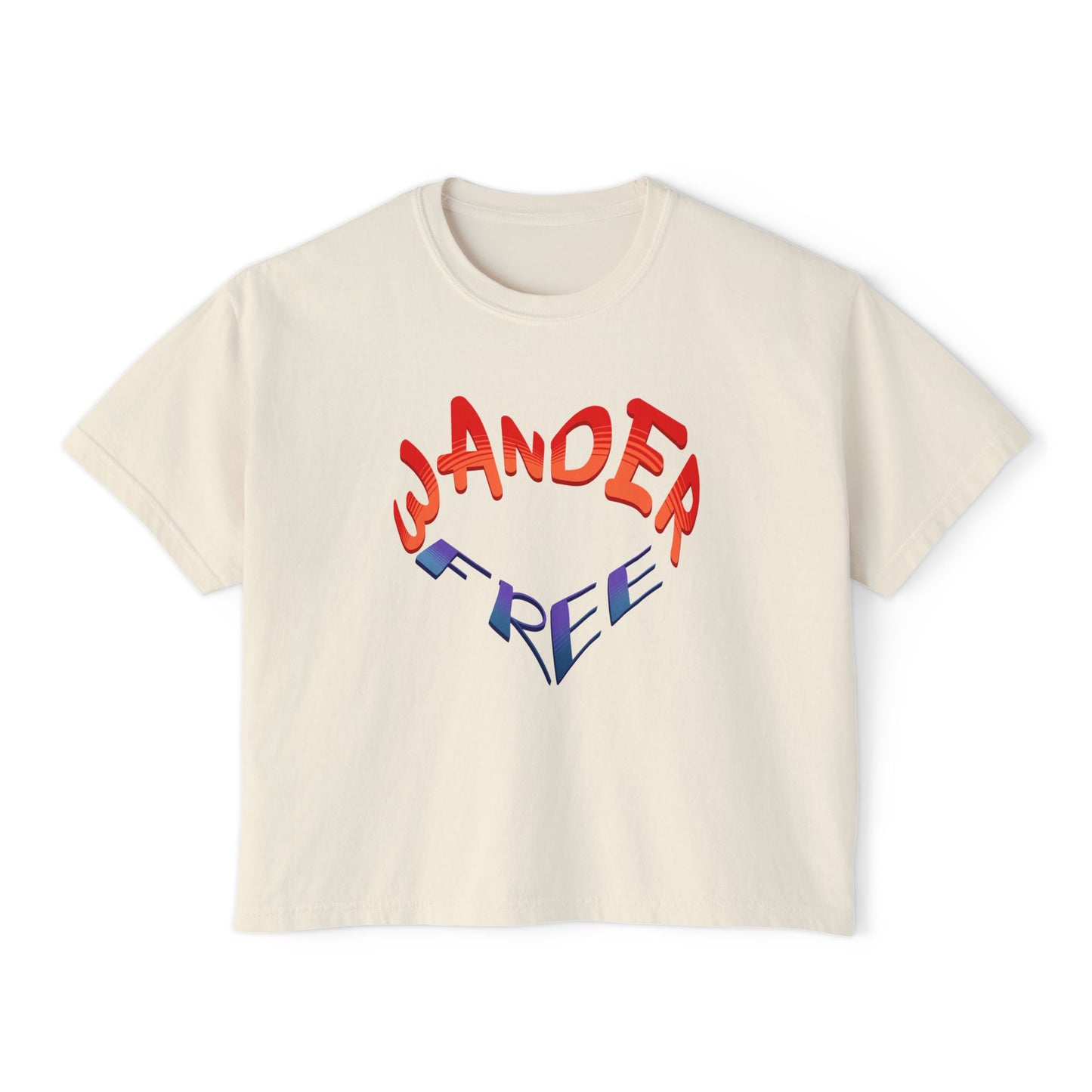 Wander Free Heart Boxy Tee — Women's Heart Graphic Travel T‑Shirt