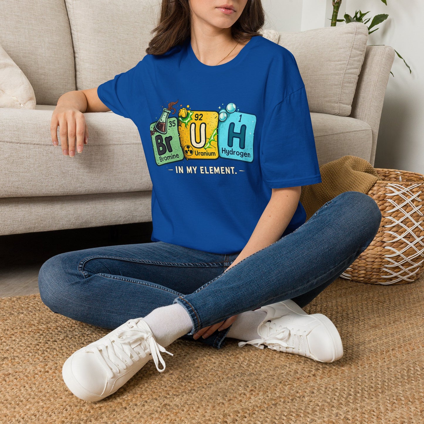 School shirt Chemistry Humor T-Shirt — "Br U H" Periodic Table Design (Bromine Uranium Hydrogen)