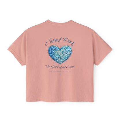 Coral Reef Heart Boxy Tee — "Coral Reef: The Heart of the Ocean"