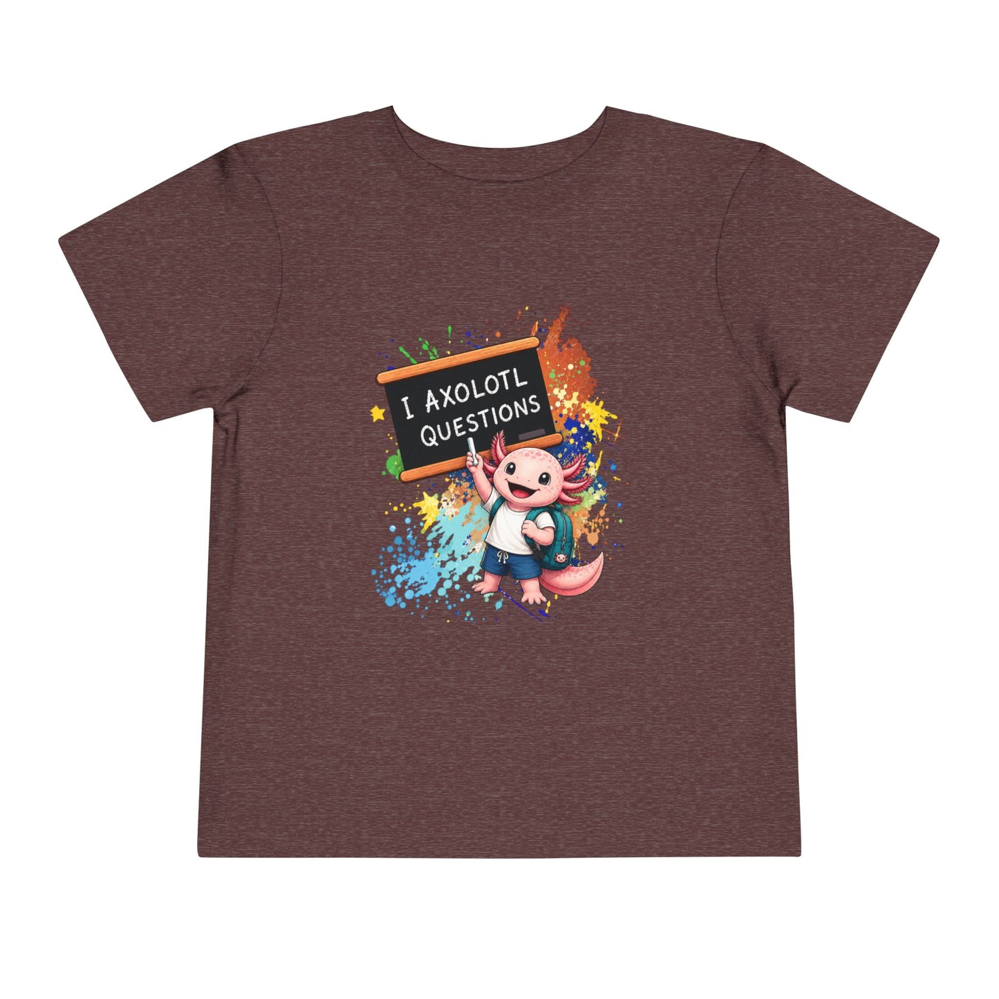 Axolotl back to school Toddler Tee — 'Axolotl Questions' Cute Axolotl Kids Shirt
