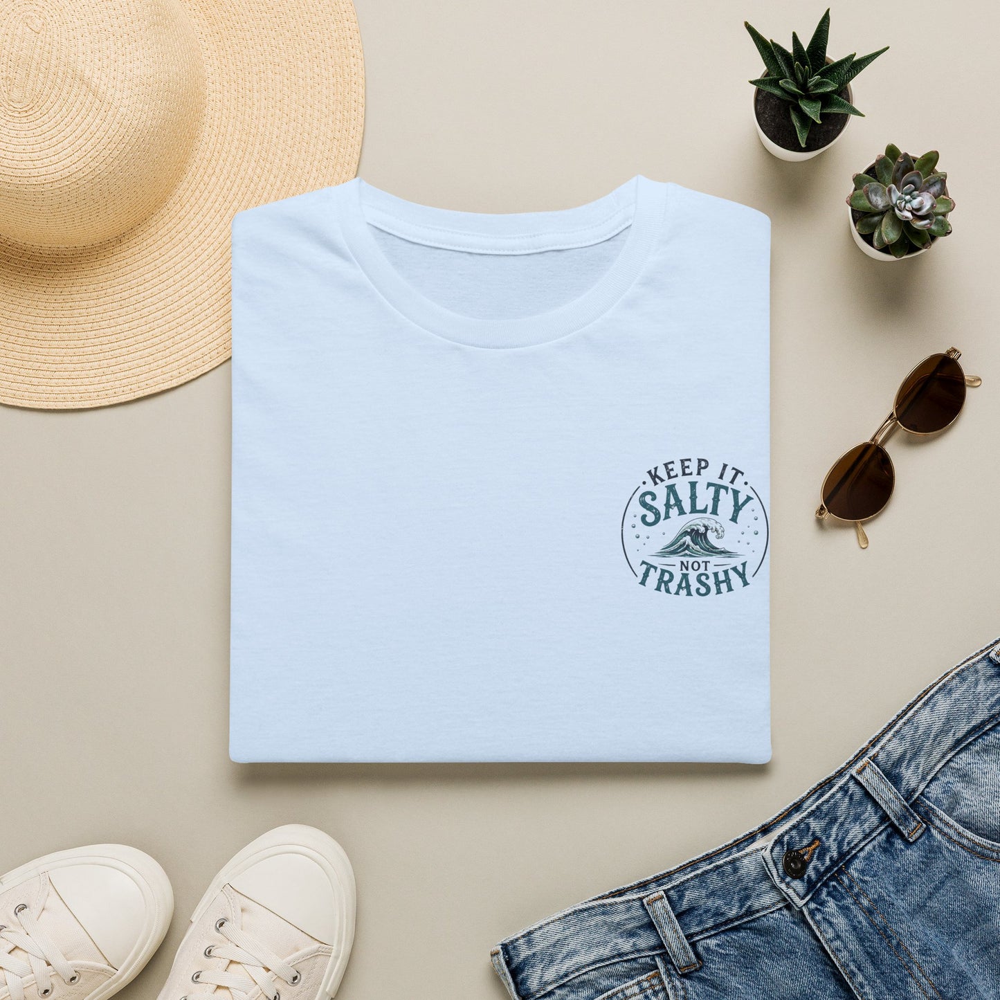 Keep It Salty Not Trashy T-Shirt — Beachy Ocean Conservation Tee