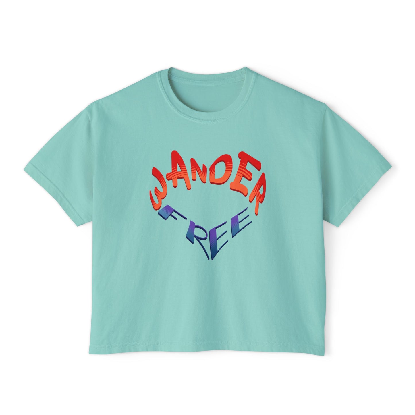 Wander Free Heart Boxy Tee — Women's Heart Graphic Travel T‑Shirt