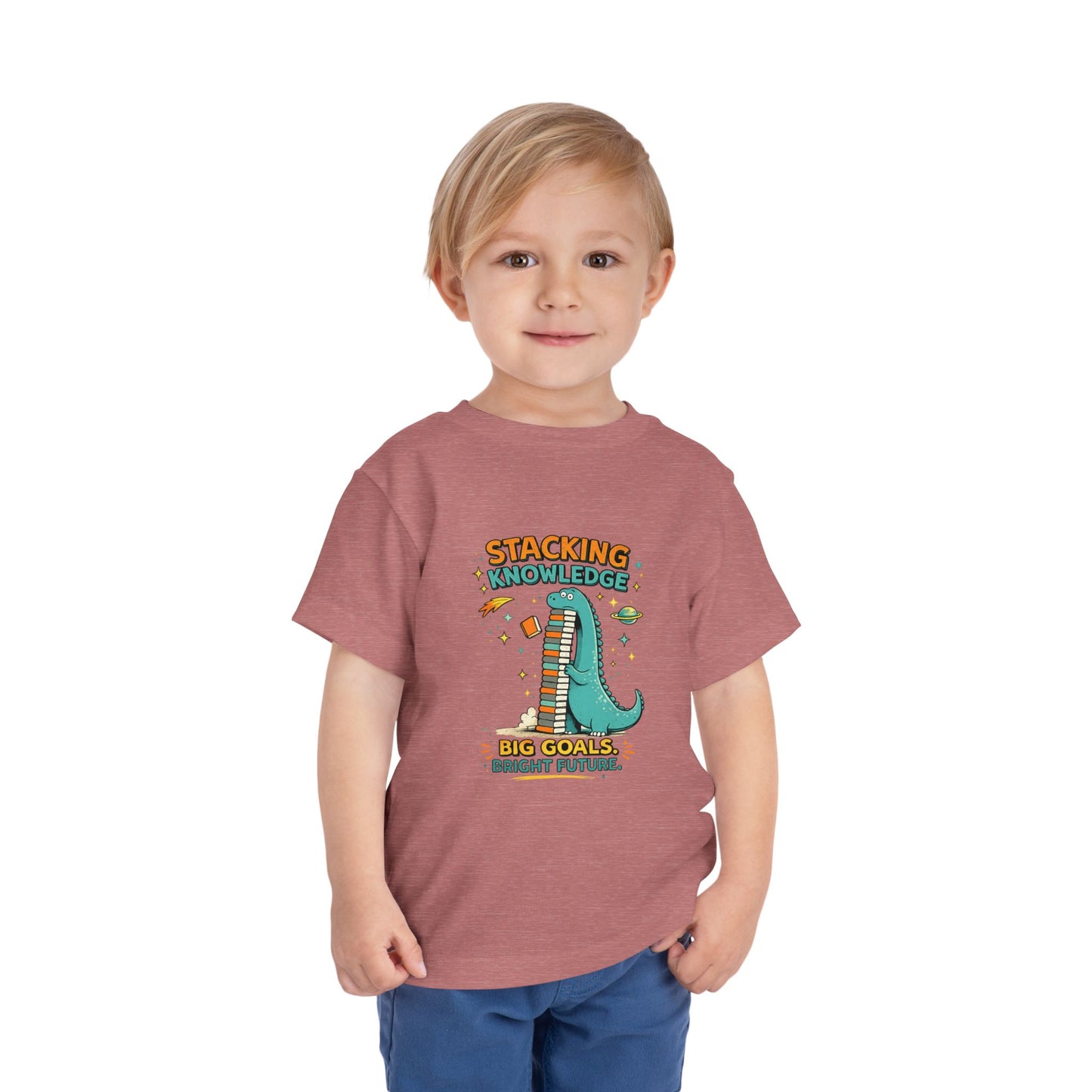 Dino School Toddler Tee — Stacking Knowledge Big Goals Bright Future