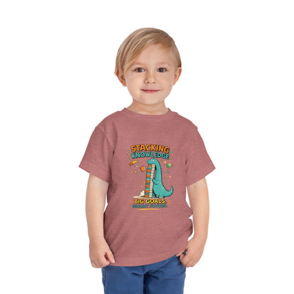 Dino School Toddler Tee — Stacking Knowledge Big Goals Bright Future