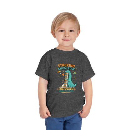 Dino School Toddler Tee — Stacking Knowledge Big Goals Bright Future
