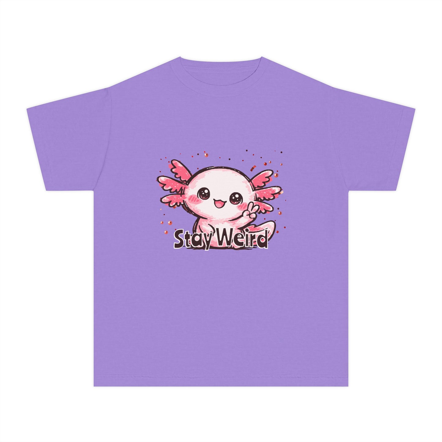 Cute Pink Axolotl “Stay Weird” Graphic Youth TShirt