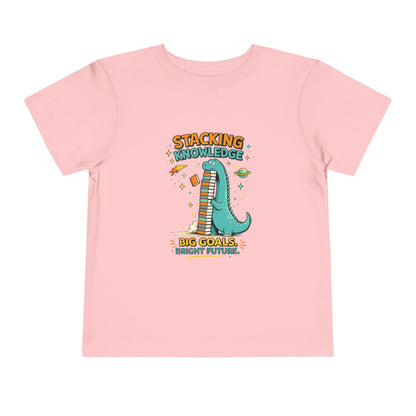 Dino School Toddler Tee — Stacking Knowledge Big Goals Bright Future