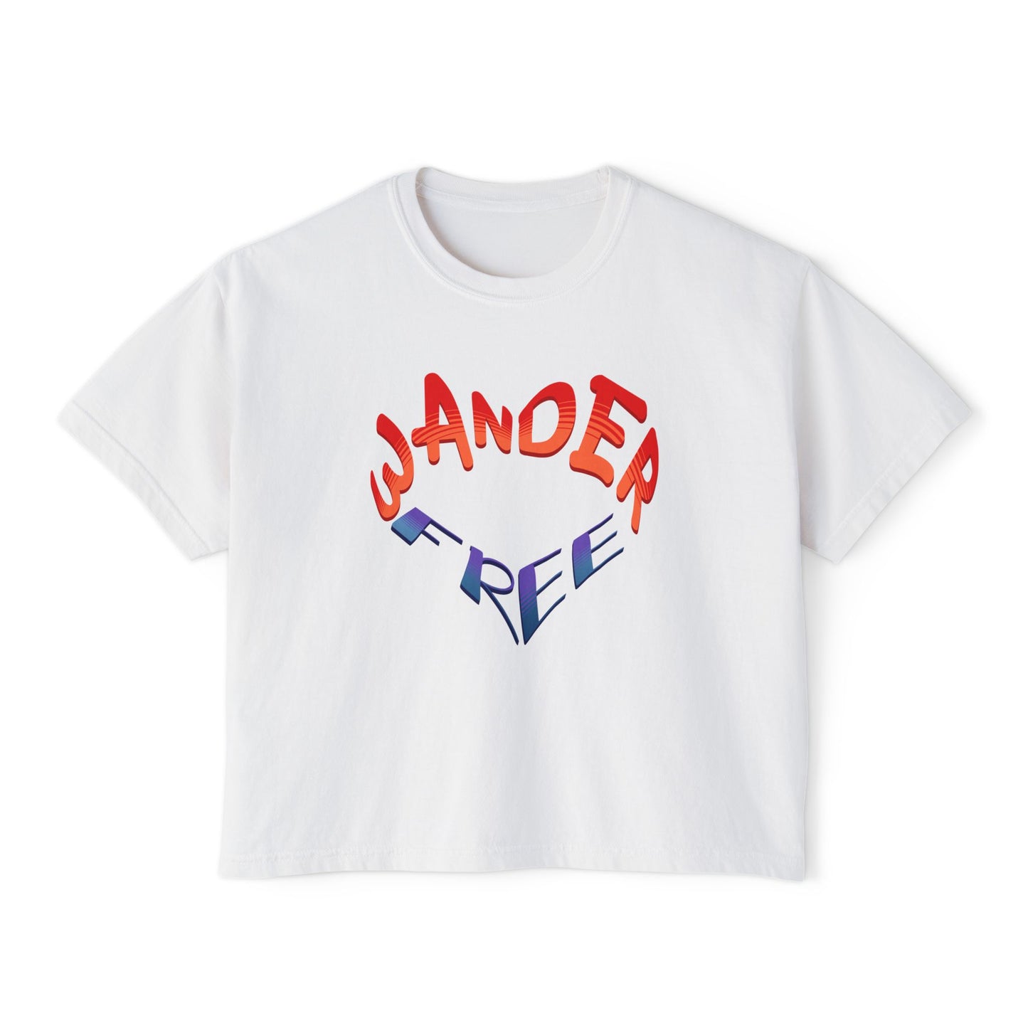 Wander Free Heart Boxy Tee — Women's Heart Graphic Travel T‑Shirt