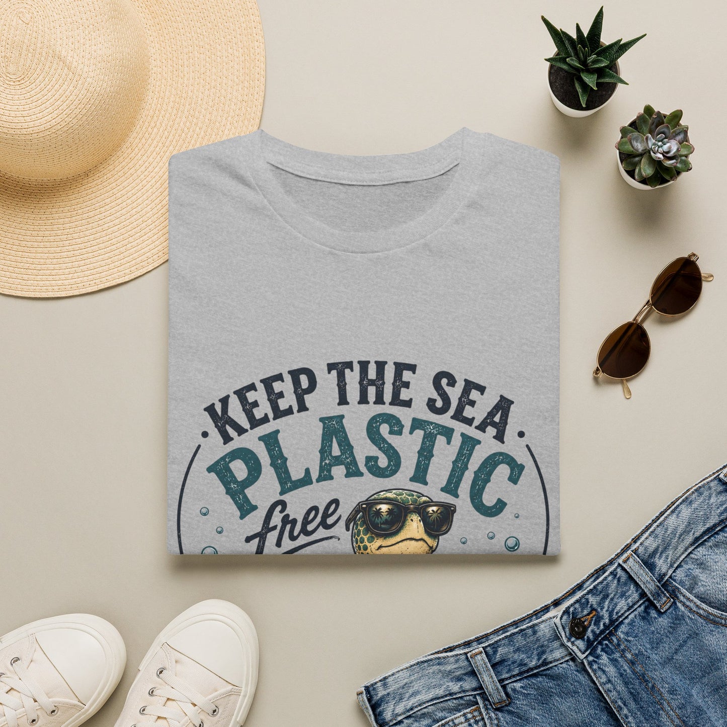 Keep the Sea Plastic Free | I'm Salty, Not Trashy Funny Sea Turtle T-Shirt Unisex Softstyle T-Shirt