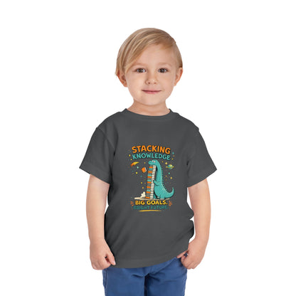 Dino School Toddler Tee — Stacking Knowledge Big Goals Bright Future