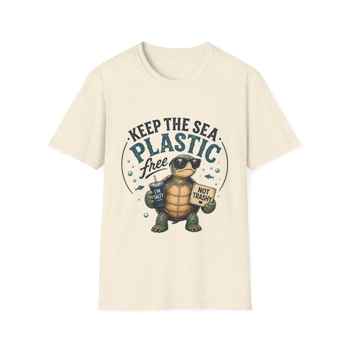 Keep the Sea Plastic Free | I'm Salty, Not Trashy Funny Sea Turtle T-Shirt Unisex Softstyle T-Shirt