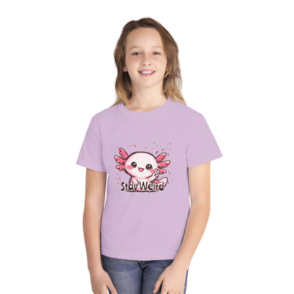 Cute Pink Axolotl “Stay Weird” Graphic Youth TShirt