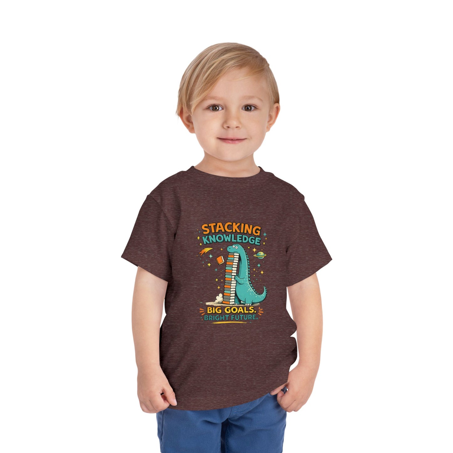 Dino School Toddler Tee — Stacking Knowledge Big Goals Bright Future