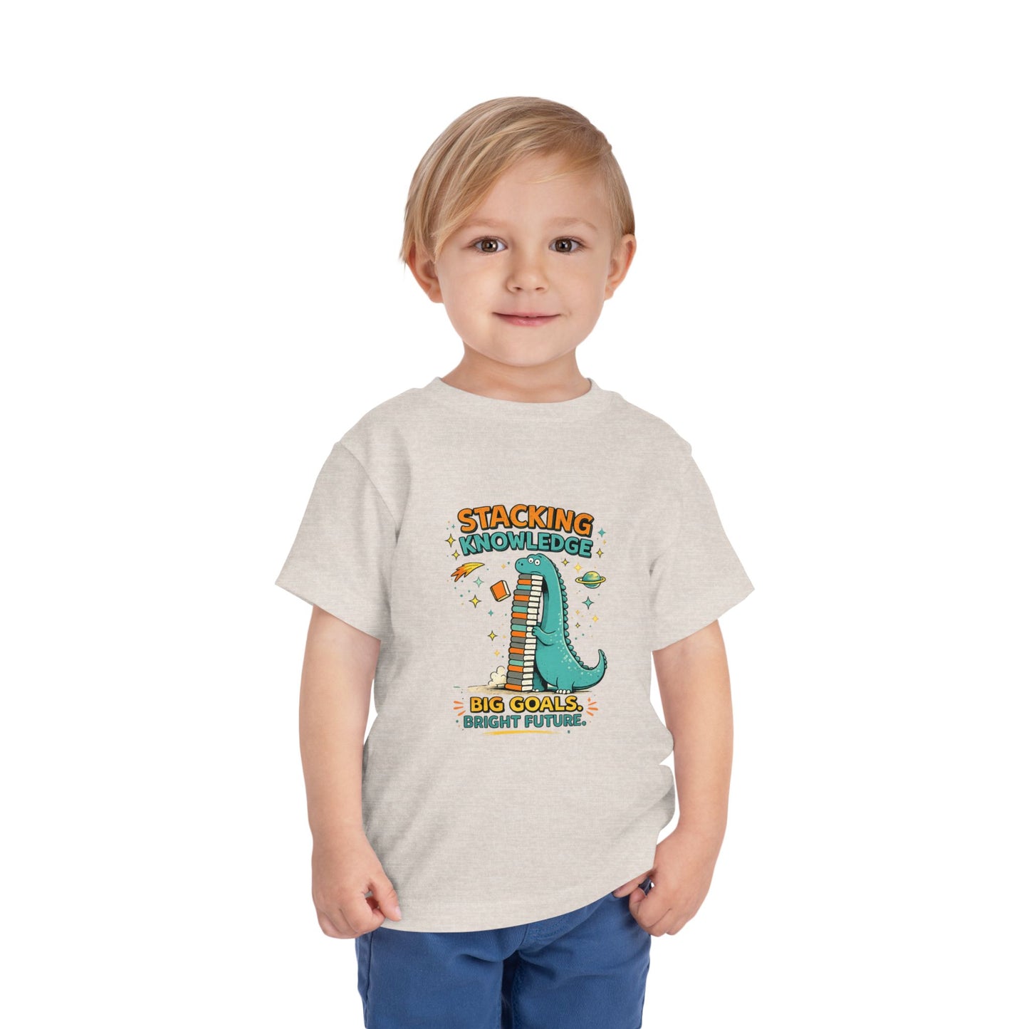 Dino School Toddler Tee — Stacking Knowledge Big Goals Bright Future