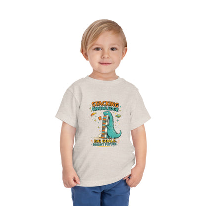 Dino School Toddler Tee — Stacking Knowledge Big Goals Bright Future