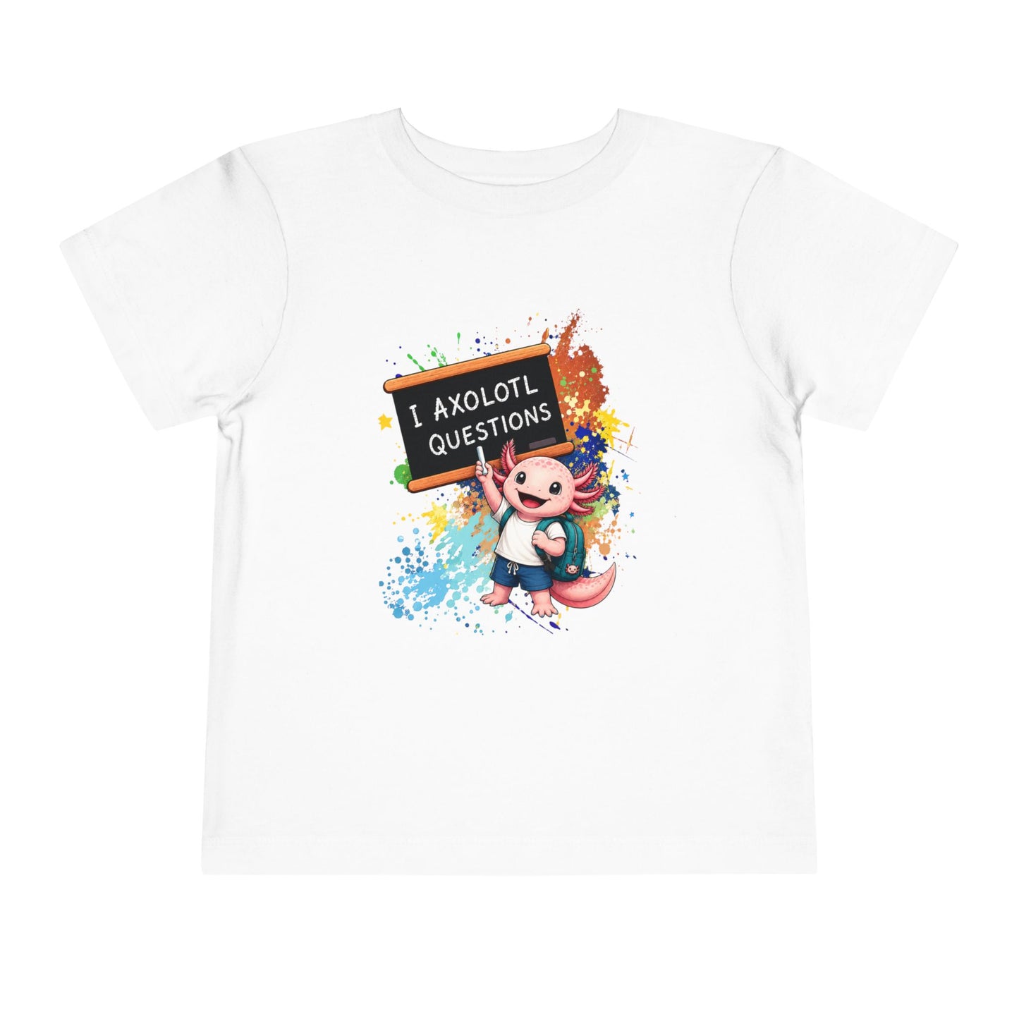 Axolotl back to school Toddler Tee — 'Axolotl Questions' Cute Axolotl Kids Shirt