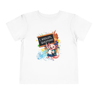 Axolotl back to school Toddler Tee — 'Axolotl Questions' Cute Axolotl Kids Shirt