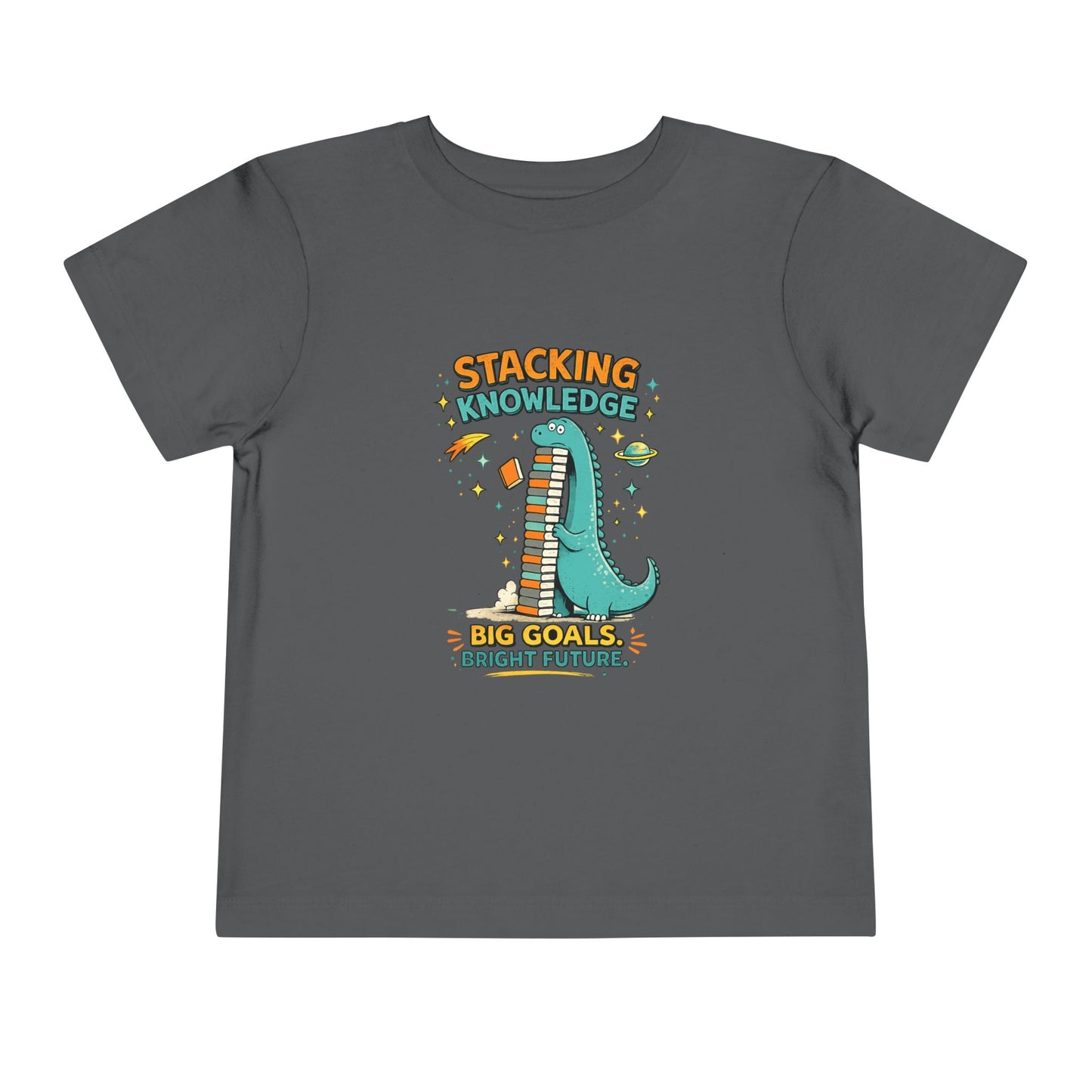 Dino School Toddler Tee — Stacking Knowledge Big Goals Bright Future