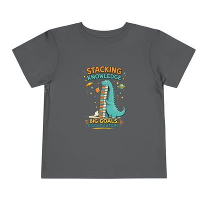 Dino School Toddler Tee — Stacking Knowledge Big Goals Bright Future