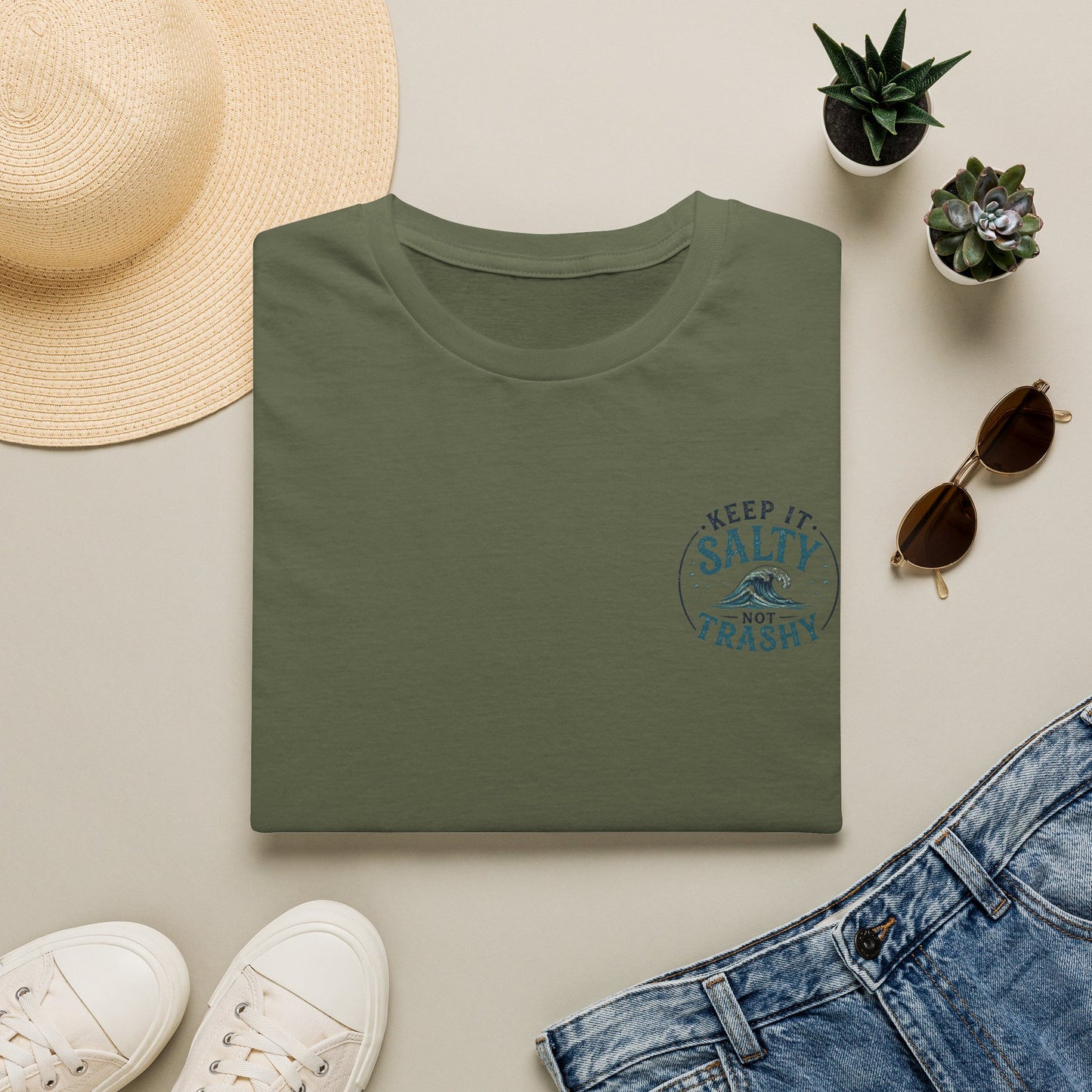 Keep It Salty Not Trashy T-Shirt — Beachy Ocean Conservation Tee